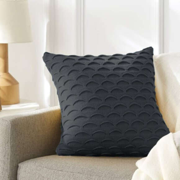 SOGA 2X 45cm Scalloped Wave Pillowcase (Charcoal Gray) - Picture 1 of 7